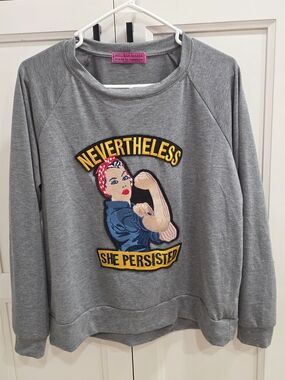 Melissa Masse Gray Graphic 'Nevertheless She Persisted' Patch Sweatshirt